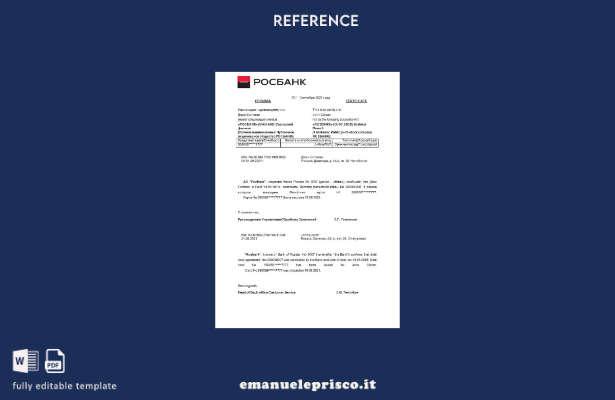 modello di riferimento per la chiusura della Russia Rosbank in stile verificato